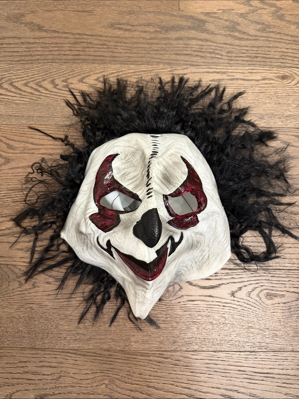 EUC White and Black Scary Clown Mask Costume
